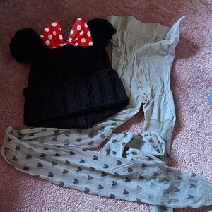Disney mini mouse costume accessorieBlack Hat with Red Bow and Gray Heart Tights